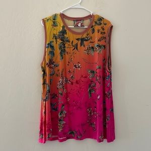 Johnny Was vibrant colored tank top, floral 2x